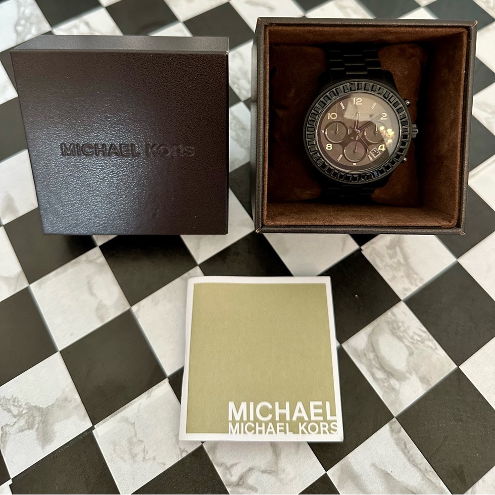 Michael Kors Woman's MK5395 Glitz Watch Black  with Original Box